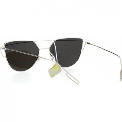 Wayfarer Wire Metal Flat Top Rim Futuristic Unique Horn Rim Sunglasses - Silver Mirror - CZ12DA4L19R $15.65