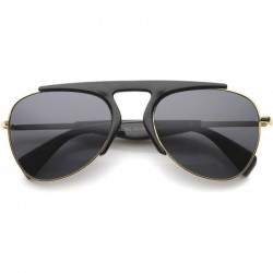Rimless Modern Oversize Semi-Rimless Frame Teardrop Lens Aviator Sunglasses 57mm - Black-gold / Smoke - CA12I21RIPF $20.24