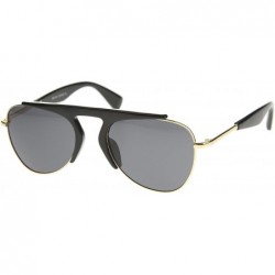 Rimless Modern Oversize Semi-Rimless Frame Teardrop Lens Aviator Sunglasses 57mm - Black-gold / Smoke - CA12I21RIPF $9.73