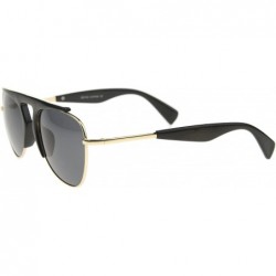 Rimless Modern Oversize Semi-Rimless Frame Teardrop Lens Aviator Sunglasses 57mm - Black-gold / Smoke - CA12I21RIPF $9.73