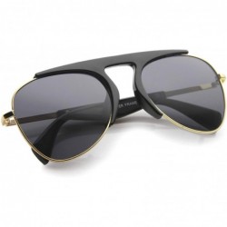Rimless Modern Oversize Semi-Rimless Frame Teardrop Lens Aviator Sunglasses 57mm - Black-gold / Smoke - CA12I21RIPF $9.73