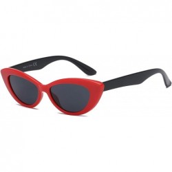 Cat Eye Women Retro Vintage Round Cat Eye Fashion Sunglasses - Red - C918IGGD7HX $17.38