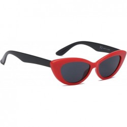 Cat Eye Women Retro Vintage Round Cat Eye Fashion Sunglasses - Red - C918IGGD7HX $11.35