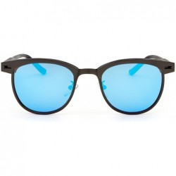 Round Retro Polarized Sunglasses for Men Women 100% UV400 Protection Eyewear Sun Glasses - Gray Frame/Blue Lens - C1185TN7726...