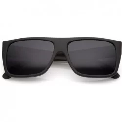 Square Men's Rubberized Flat Top Wide Temple Square Sunglasses 57mm - Black / Smoke - CJ17YITZ4G4 $18.23