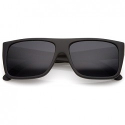 Square Men's Rubberized Flat Top Wide Temple Square Sunglasses 57mm - Black / Smoke - CJ17YITZ4G4 $9.85