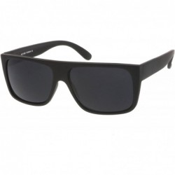 Square Men's Rubberized Flat Top Wide Temple Square Sunglasses 57mm - Black / Smoke - CJ17YITZ4G4 $9.85