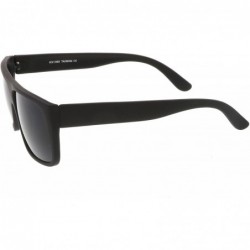 Square Men's Rubberized Flat Top Wide Temple Square Sunglasses 57mm - Black / Smoke - CJ17YITZ4G4 $9.85