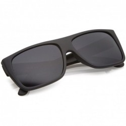 Square Men's Rubberized Flat Top Wide Temple Square Sunglasses 57mm - Black / Smoke - CJ17YITZ4G4 $9.85