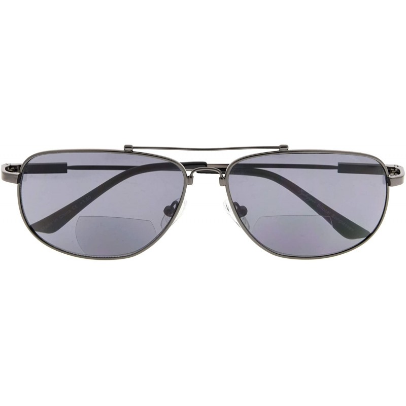 Wayfarer Memory Bifocal Sunglasses Flexible SUNSHINE READERS For Men And Women - Gunmetal-grey-lens - CF18N6KDIYS $14.69