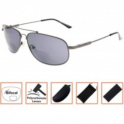 Wayfarer Memory Bifocal Sunglasses Flexible SUNSHINE READERS For Men And Women - Gunmetal-grey-lens - CF18N6KDIYS $14.69