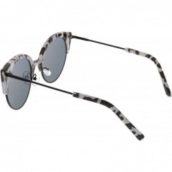 Rimless Women's Half Frame Ultra Slim Arms Round Flat Lens Cat Eye Sunglasses 53mm - Black Grey Black / Smoke - C4184RAMLN9 $...