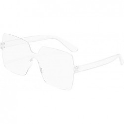 Oversized Oversized Square Candy Colors Glasses Rimless Frame Unisex Sunglasses - Q - CO195NH0483 $15.95