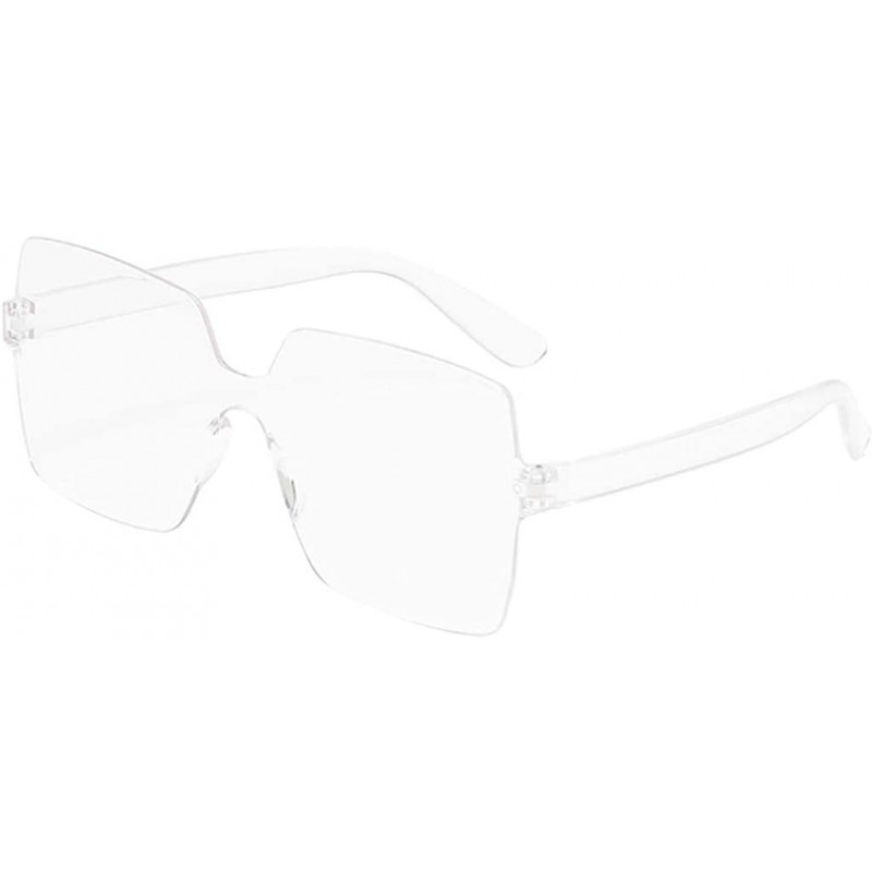 Oversized Oversized Square Candy Colors Glasses Rimless Frame Unisex Sunglasses - Q - CO195NH0483 $9.14