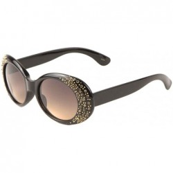 Oversized Oversized Oval Side Rhinestone Sunglasses - Brown Black - CW1988970QC $28.94