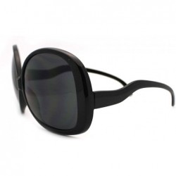 Butterfly Wavy Curly Drop Temple Extra Large Round Butterfly Sunglasses - Black - CG11YNNH81V $8.74