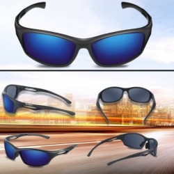 Rimless Polarized Sports Sunglasses For Men Women Cycling Driving Sun Glasses TR90 Frame - Black-blue Lens - CL18GSKHXX9 $19.30