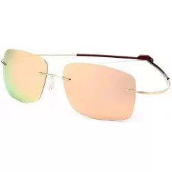 Square Ultralight Rimless Sunglasses-Fashion Square Shade Glasses-Flexible Eyewear - F - CJ190O6K2ZS $62.94