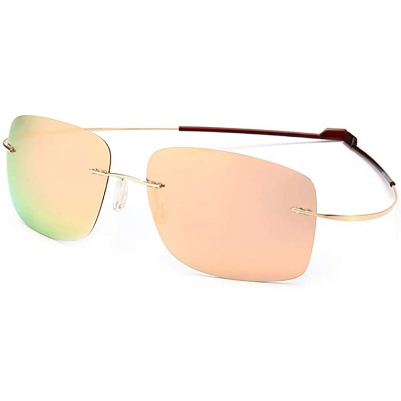 Square Ultralight Rimless Sunglasses-Fashion Square Shade Glasses-Flexible Eyewear - F - CJ190O6K2ZS $30.18
