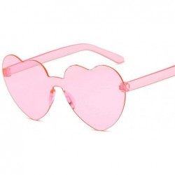 Rimless New Fashion Cute Sexy Retro Love Heart Rimless Sunglasses Women Luxury Rose Red - Brown - CX18Y4SXWQY $11.08