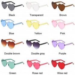 Rimless New Fashion Cute Sexy Retro Love Heart Rimless Sunglasses Women Luxury Rose Red - Brown - CX18Y4SXWQY $11.08