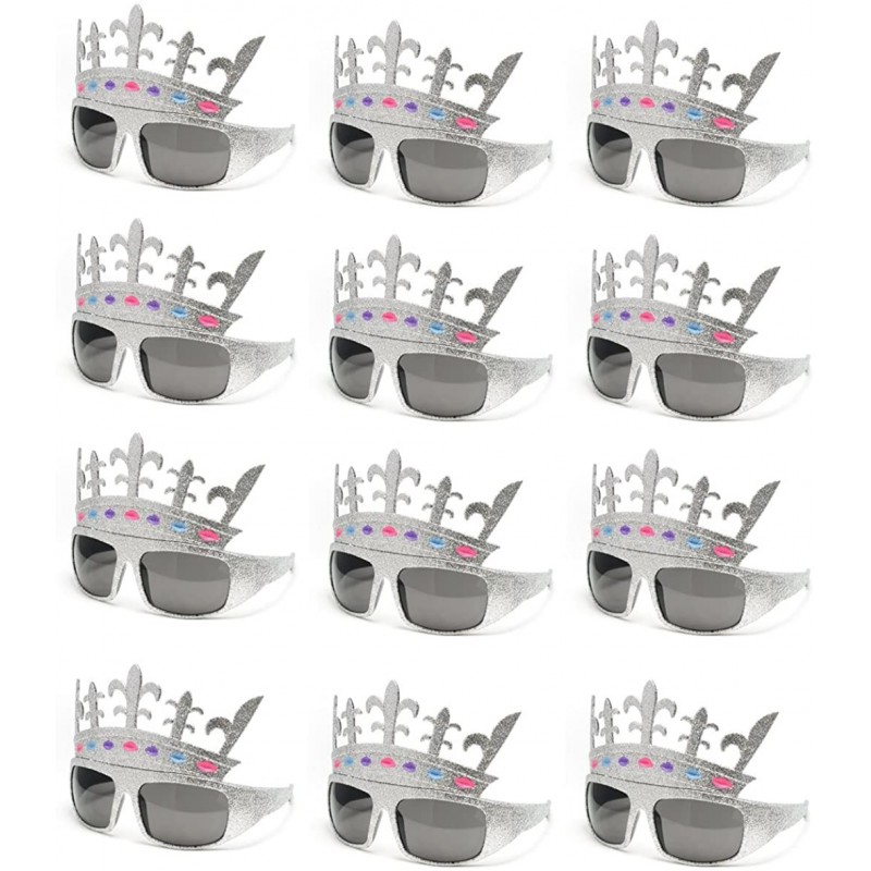 Goggle 12 Pack Kyra Fancy Bling Diamond Chrome Crown Shaped Sunglasses - Silver Glitter - CP119B2C891 $26.18