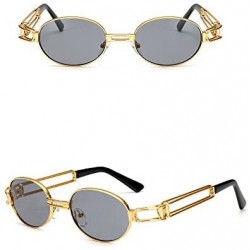 Oval Vintage Oval Sun Glasses Men Metal Frame Sunglasses Women Accessories Summer - Black - C618E4OO585 $9.43