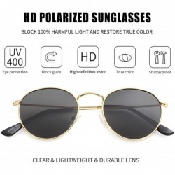 Round Small Round Polarized Sunglasses for Men Women Mirrored Lens Classic Circle Sun Glasses - Gold/Black 2pack - CF19D8EKOS...