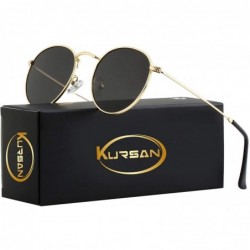 Round Small Round Polarized Sunglasses for Men Women Mirrored Lens Classic Circle Sun Glasses - Gold/Black 2pack - CF19D8EKOS...