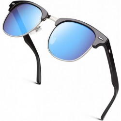 Wayfarer Classic Horn Rimmed Semi Rimless Polarized Sunglasses for Men Women GQO6 - 1 Black-blue - CU17Z4TKCKC $9.12