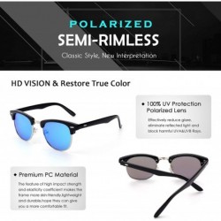 Wayfarer Classic Horn Rimmed Semi Rimless Polarized Sunglasses for Men Women GQO6 - 1 Black-blue - CU17Z4TKCKC $9.12