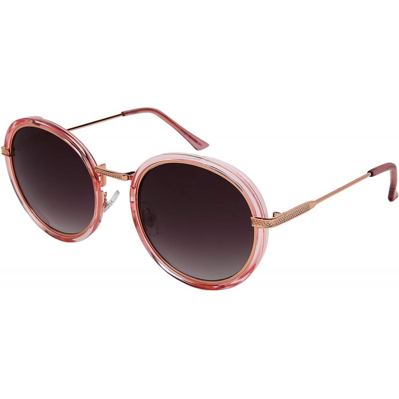 Round Fashion Designer Trendy Round Circle Sunglasses for Women Flat Gradient Lens UV Protection - CG18YTHC4O6 $13.89