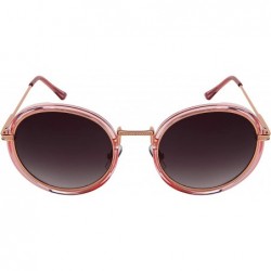 Round Fashion Designer Trendy Round Circle Sunglasses for Women Flat Gradient Lens UV Protection - CG18YTHC4O6 $13.89