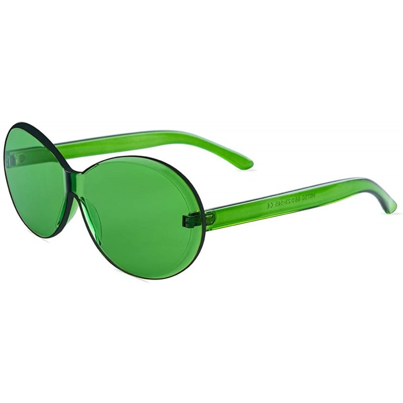 Oval New One Piece Lens oval Sunglasses 2019 New Women Candy Color Party sungalsses UV400 - Green - C618MG7X5KD $15.94