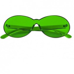 Oval New One Piece Lens oval Sunglasses 2019 New Women Candy Color Party sungalsses UV400 - Green - C618MG7X5KD $15.94