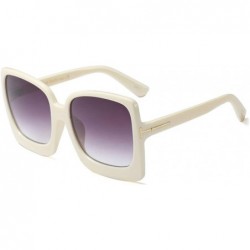 Rectangular Vintage Inspired Women Sunglasses Plastic Bold Rim Big Square Designer Shades - Cream White - CG1963YZITU $27.08
