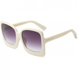 Rectangular Vintage Inspired Women Sunglasses Plastic Bold Rim Big Square Designer Shades - Cream White - CG1963YZITU $11.25