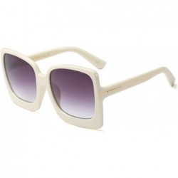 Rectangular Vintage Inspired Women Sunglasses Plastic Bold Rim Big Square Designer Shades - Cream White - CG1963YZITU $11.25