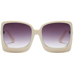 Rectangular Vintage Inspired Women Sunglasses Plastic Bold Rim Big Square Designer Shades - Cream White - CG1963YZITU $11.25