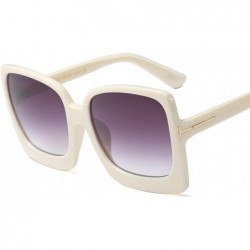 Rectangular Vintage Inspired Women Sunglasses Plastic Bold Rim Big Square Designer Shades - Cream White - CG1963YZITU $11.25