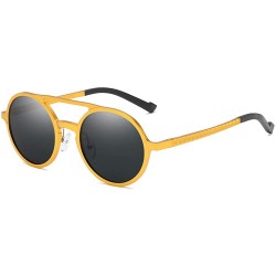 Oval Aluminum magnesium sunglasses retro round frame polarized glasses men's sunglasses classic sunglasses - Tea - C5190MNEUM...