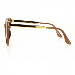Wayfarer Womens Mirrored Mirror Lens Horn Rim Horned Metal Arm Sunglasses - Tan Yellow - C112FLPHYL3 $12.37