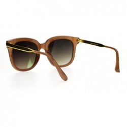 Wayfarer Womens Mirrored Mirror Lens Horn Rim Horned Metal Arm Sunglasses - Tan Yellow - C112FLPHYL3 $12.37