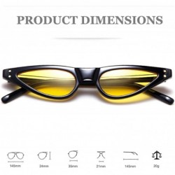 Cat Eye Vintage Retro Cat Eye Sunglasses for Women Small Designer Shade UV400 Glasses - Yellow - CB18D37200G $8.47