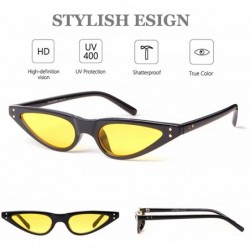Cat Eye Vintage Retro Cat Eye Sunglasses for Women Small Designer Shade UV400 Glasses - Yellow - CB18D37200G $8.47