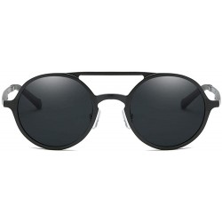 Oval Aluminum magnesium sunglasses retro round frame polarized glasses men's sunglasses classic sunglasses - Tea - C5190MNEUM...