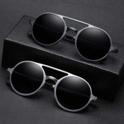 Oval Aluminum magnesium sunglasses retro round frame polarized glasses men's sunglasses classic sunglasses - Tea - C5190MNEUM...