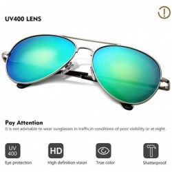 Sport Sunglasses for Mens Womens Mirrored Sun Glasses Shades with Uv400 - Silver frame/Green-Blue mirror lens - C211VRID6GL $...