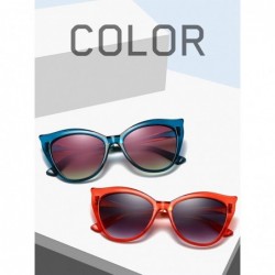 Cat Eye Fashion Lady cat Eye Metal Classic Round Sunglasses 100% UV400 Protection - Blue Purple - C418X5H7ANZ $14.54