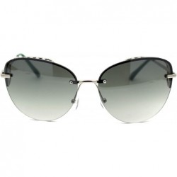 Rimless Womens Rhinestone Edge Jewel Rimless Cat Eye Sunglasses - Silver Green - C318XSO8NAL $14.30